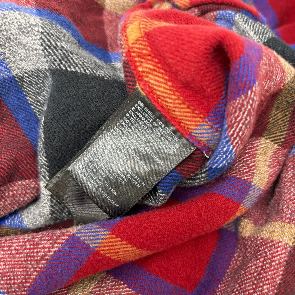 The North Face Mens Medium Red Blue Plaid Check Long Sleeve Button Up Shirt